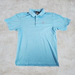 Psycho Bunny Polo Shirt Mens 8 Sky Blue Short Sleeve Performance Skull‎ Golf